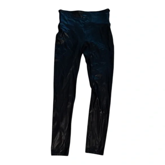 Spanx Faux Leather Black Shiny Leggings Medium - Picture 1 of 3